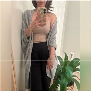 Forever 21 Knit Short Sleeve Gray Opened Front Cardigan Kimono Women Small